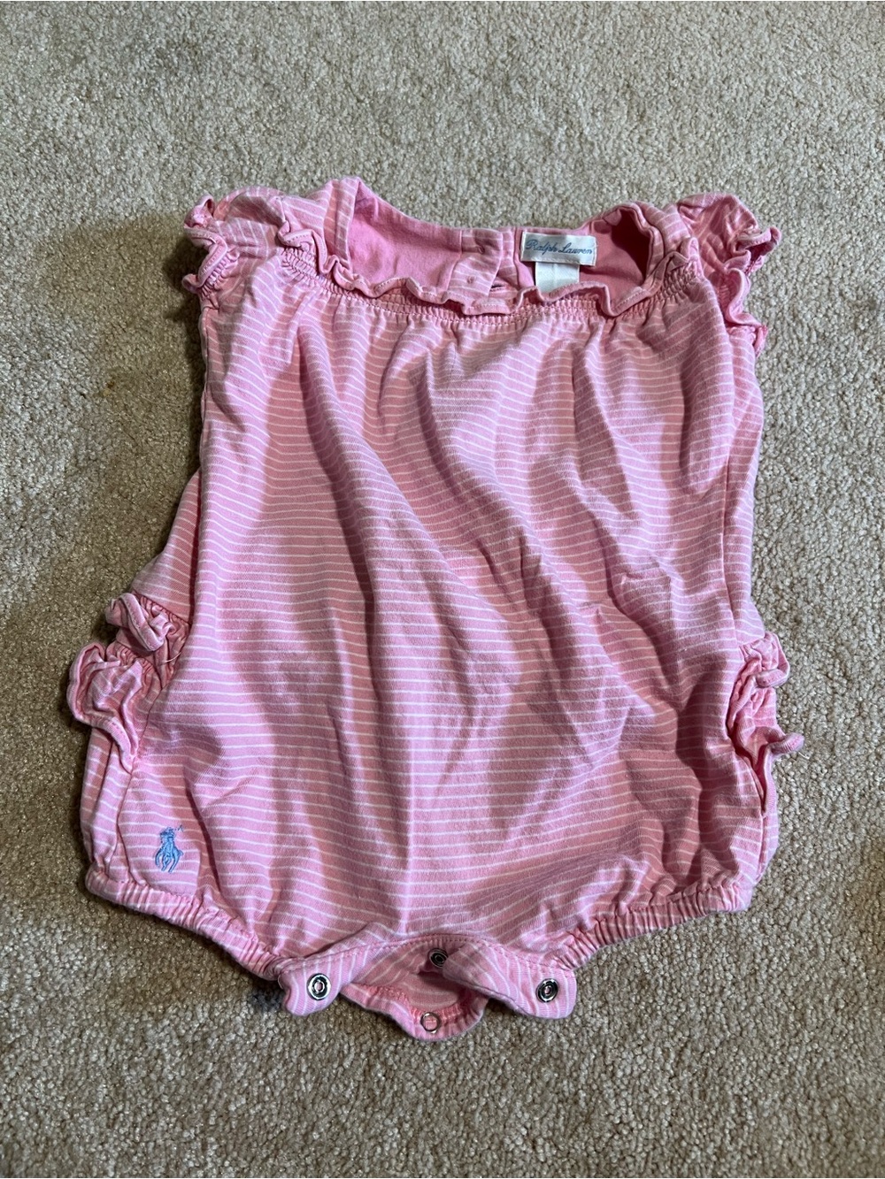 Ralph Lauren Pink Striped Baby Bubble Romper size 6 months